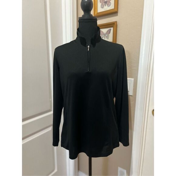 Bermuda Sands black quarter zip long sleeve pullover - Picture 1 of 5